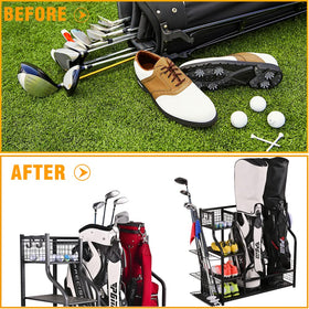 SNAIL Golf Bag Rack accommodates 12 clubs and flags safely