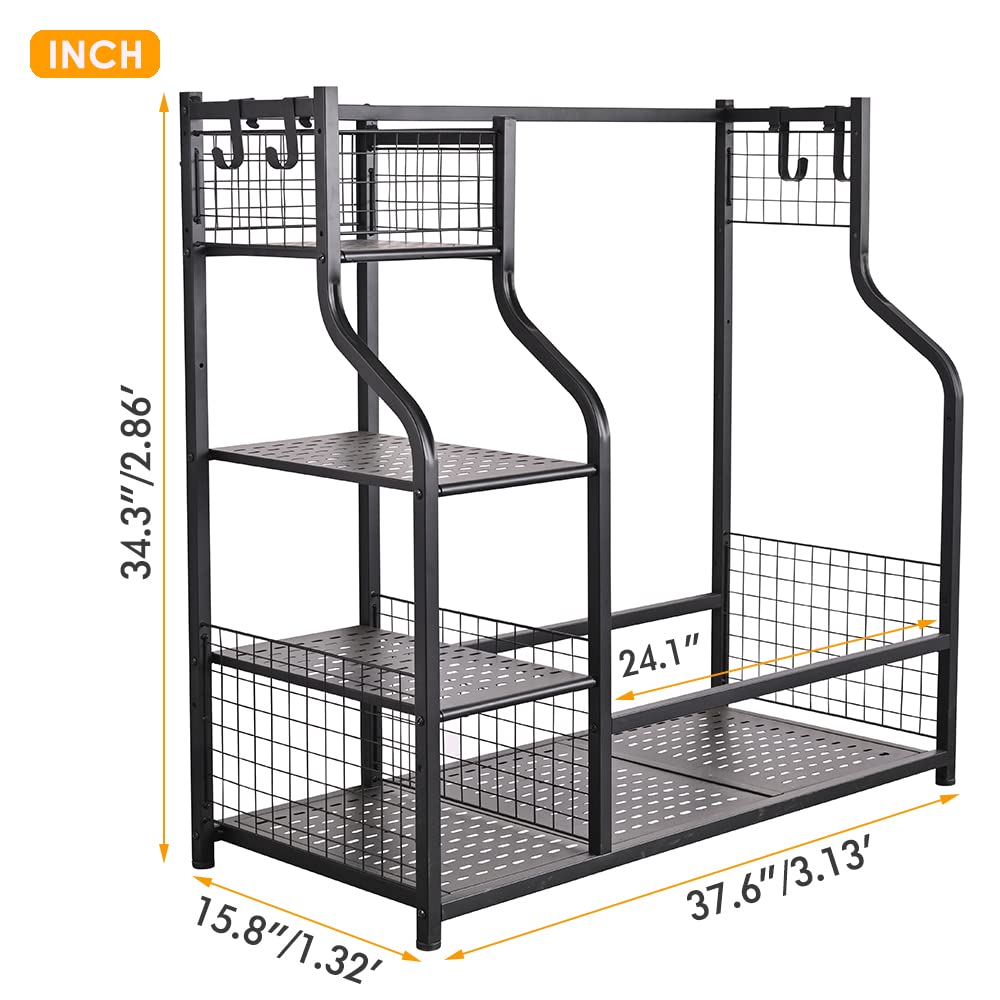 SNAIL Golf Bag Rack Stand dimensions view confirms size in inches.