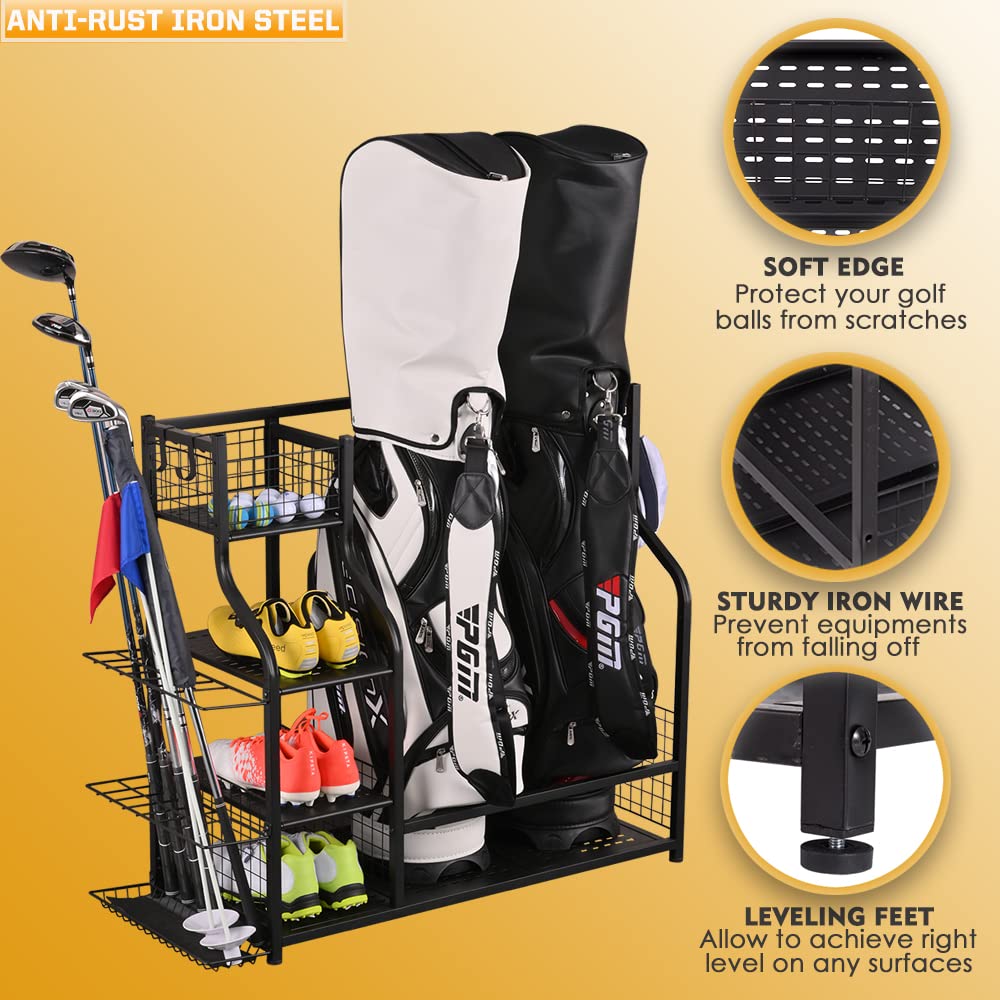 SNAIL Golf Bag Rack vertical storage showcasing space-saving design