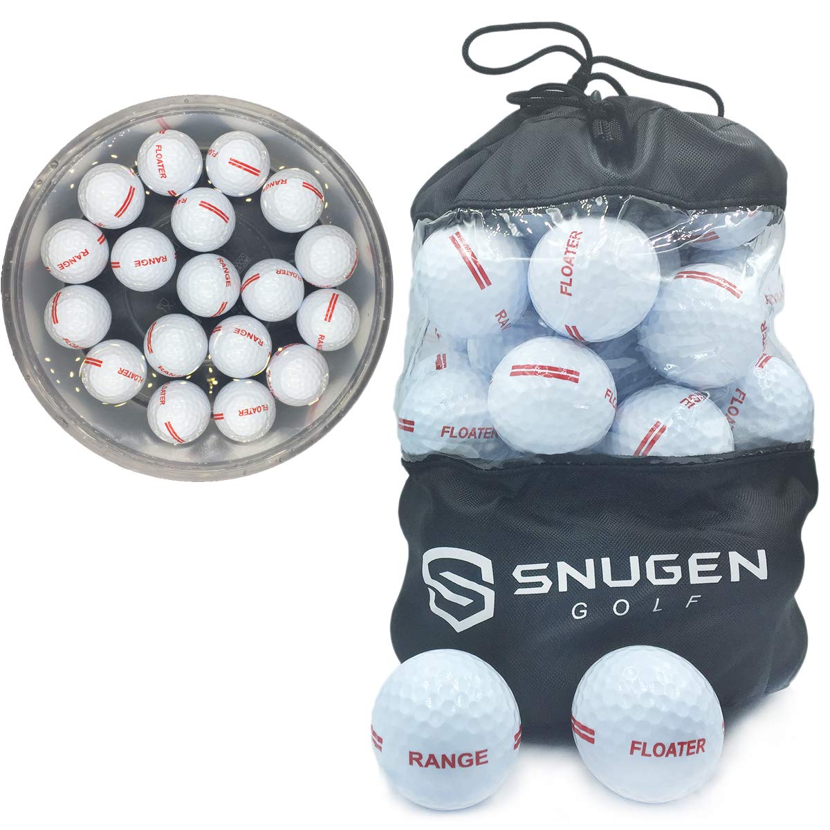 SNUGEN Floater golf range ball floating in a pool for easy practice at the lake