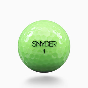 Snyder Prox Golf Balls aerial shot highlights 322-dimple pattern for stable flight