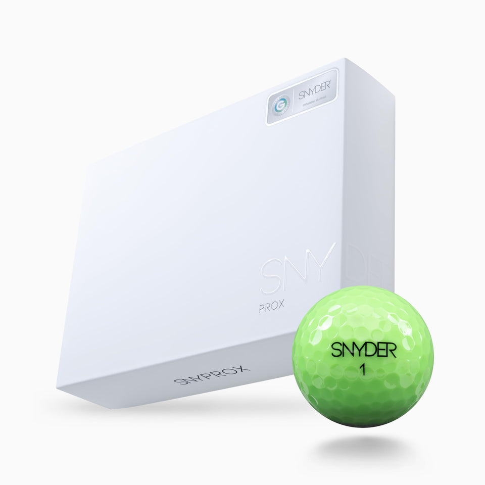 Snyder Prox Golf Balls front view reveals premium 5-piece urethane construction for distance