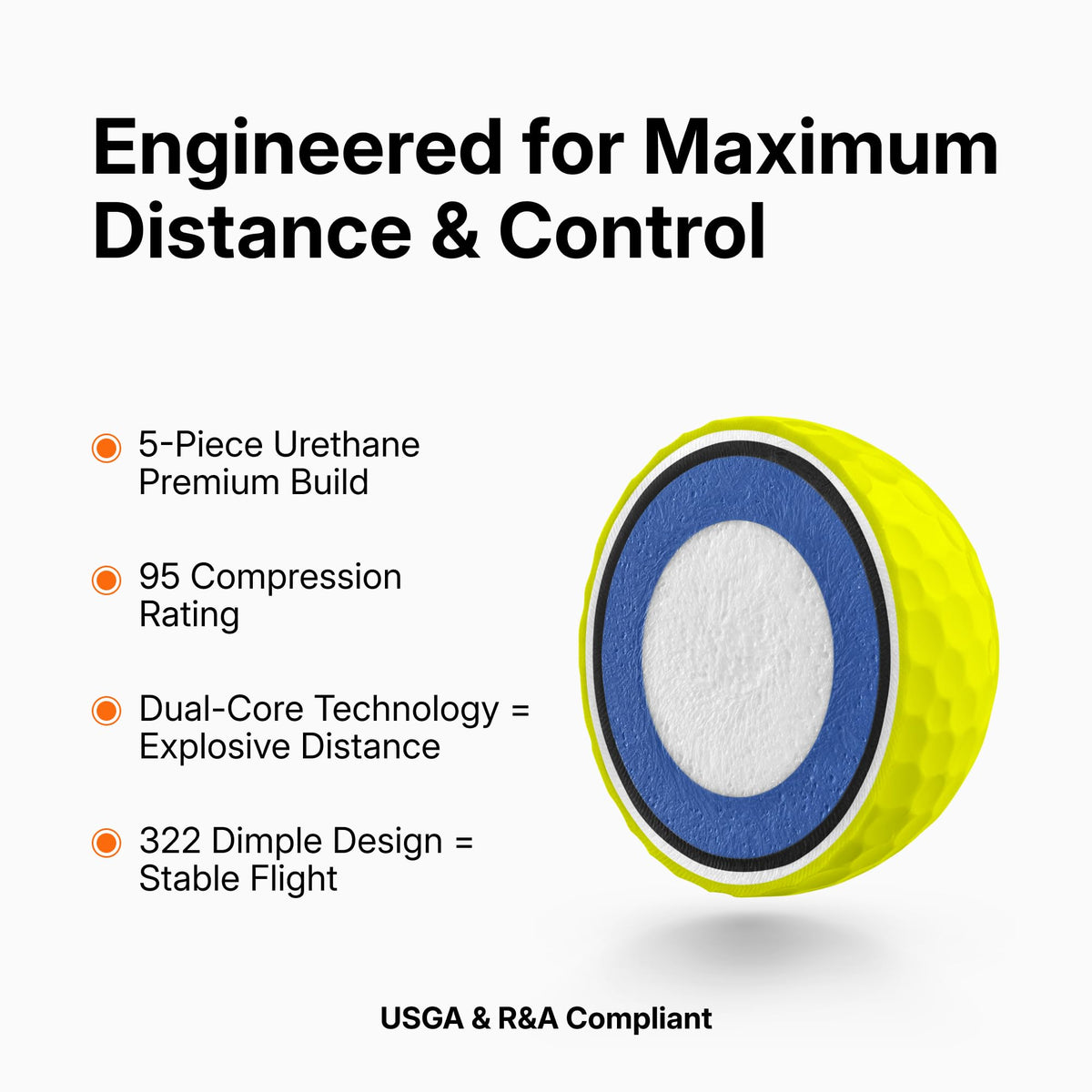 Snyder Prox Golf Balls 95 compression emphasizes consistent speed and trajectory control