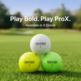 Snyder Prox Golf Balls green packaging with branding for reliable performance cues