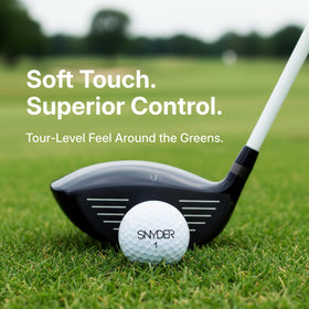 Snyder USA Pro Golf Balls in White/Blue to aid practice tracking.