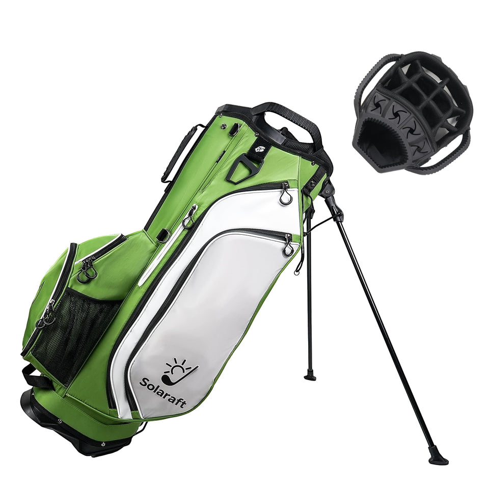 Solaraft Golf Stand Bag with 15-way dividers keeps clubs organized on course
