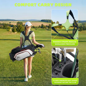 Solaraft Golf Stand Bag carbon fiber legs provide stable footing on any terrain.