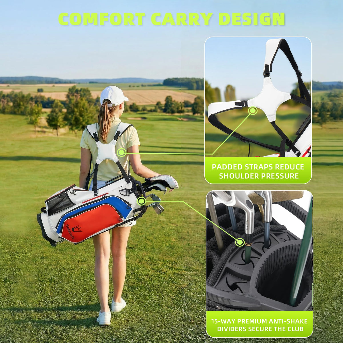 Solaraft Lightweight stand bag with padded straps supports comfortable carry.