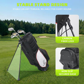 Solaraft Golf Stand Bag top view shows organized pockets and quick access.