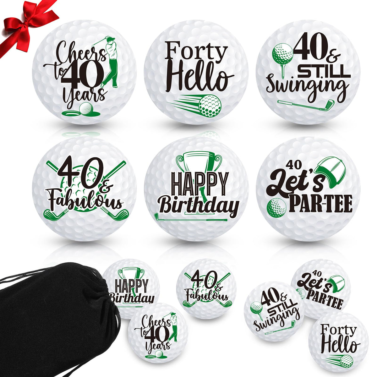 Sonwyoung six birthday golf balls, ideal for gifting to golf lovers celebrating a 40th.