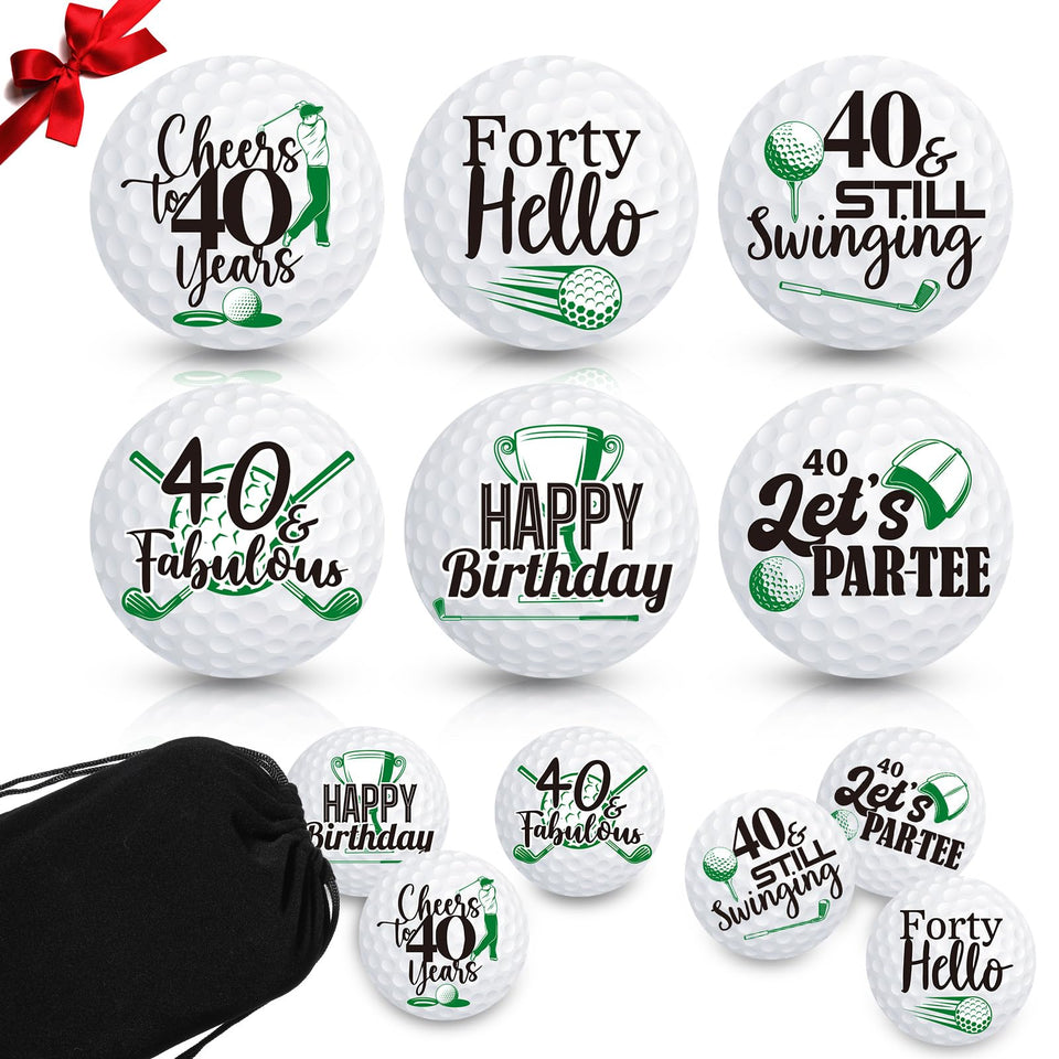 Sonwyoung six birthday golf balls, ideal for gifting to golf lovers celebrating a 40th.
