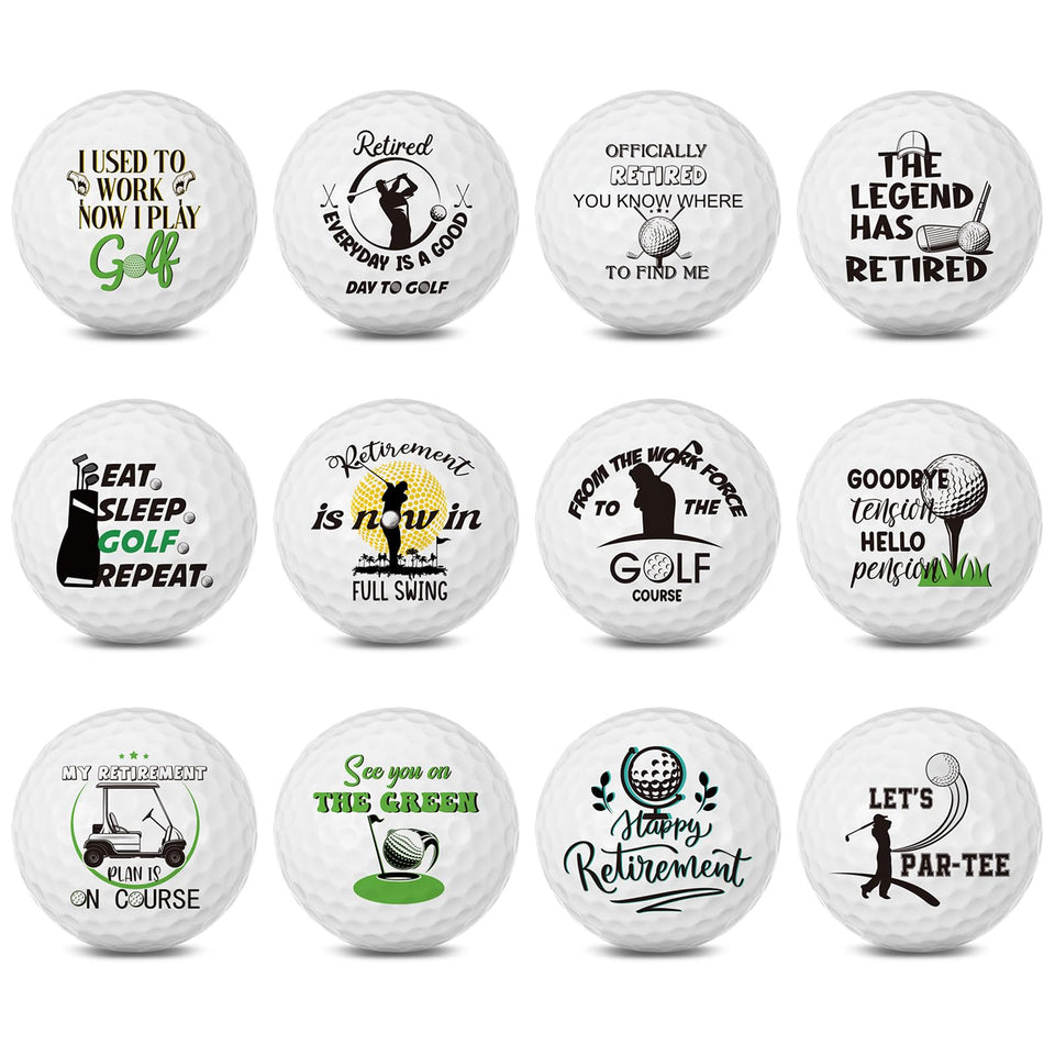 Sonwyoung retirement golf balls set featuring 12 styles for fun and variety on the course.