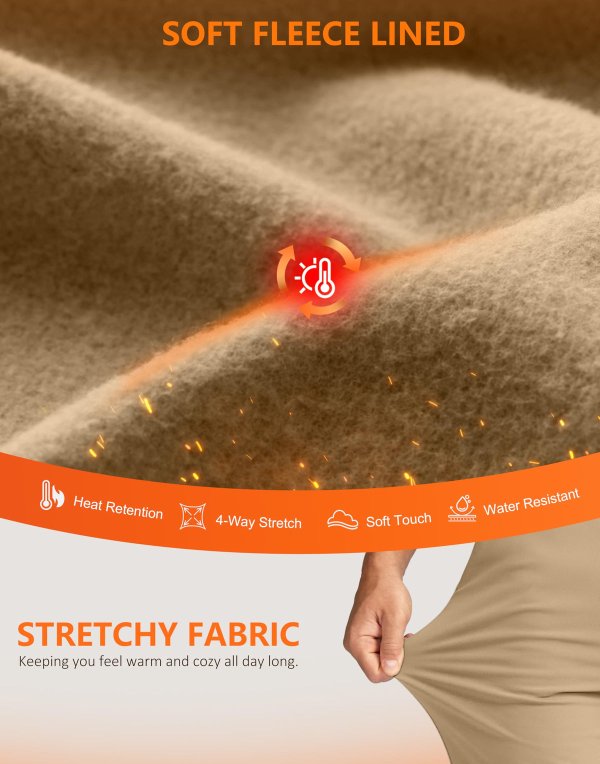 Soothfeel mens fleece-lined golf joggers with back pocket for secure storage.
