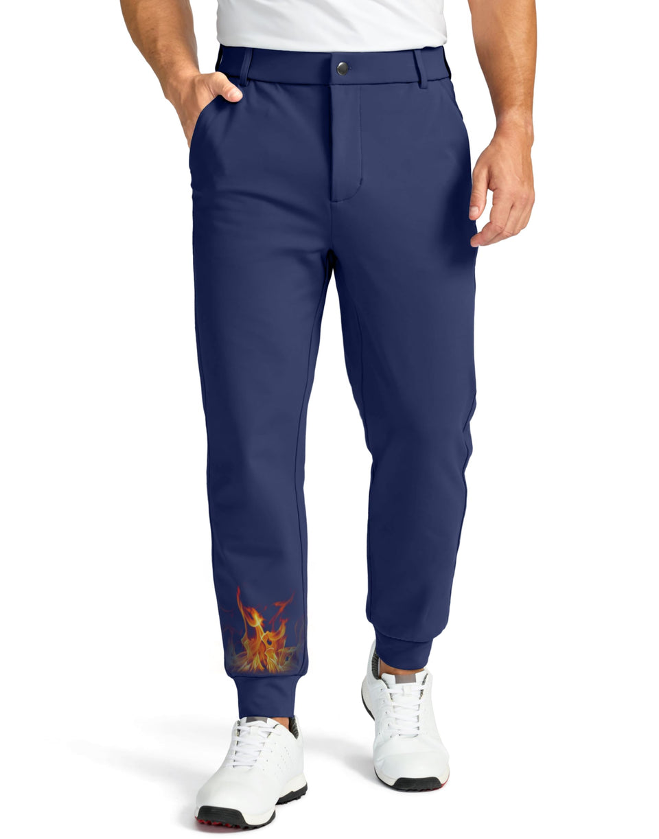 Soothfeel fleece-lined golf joggers with pockets in navy, XL, for secure on-course storage.