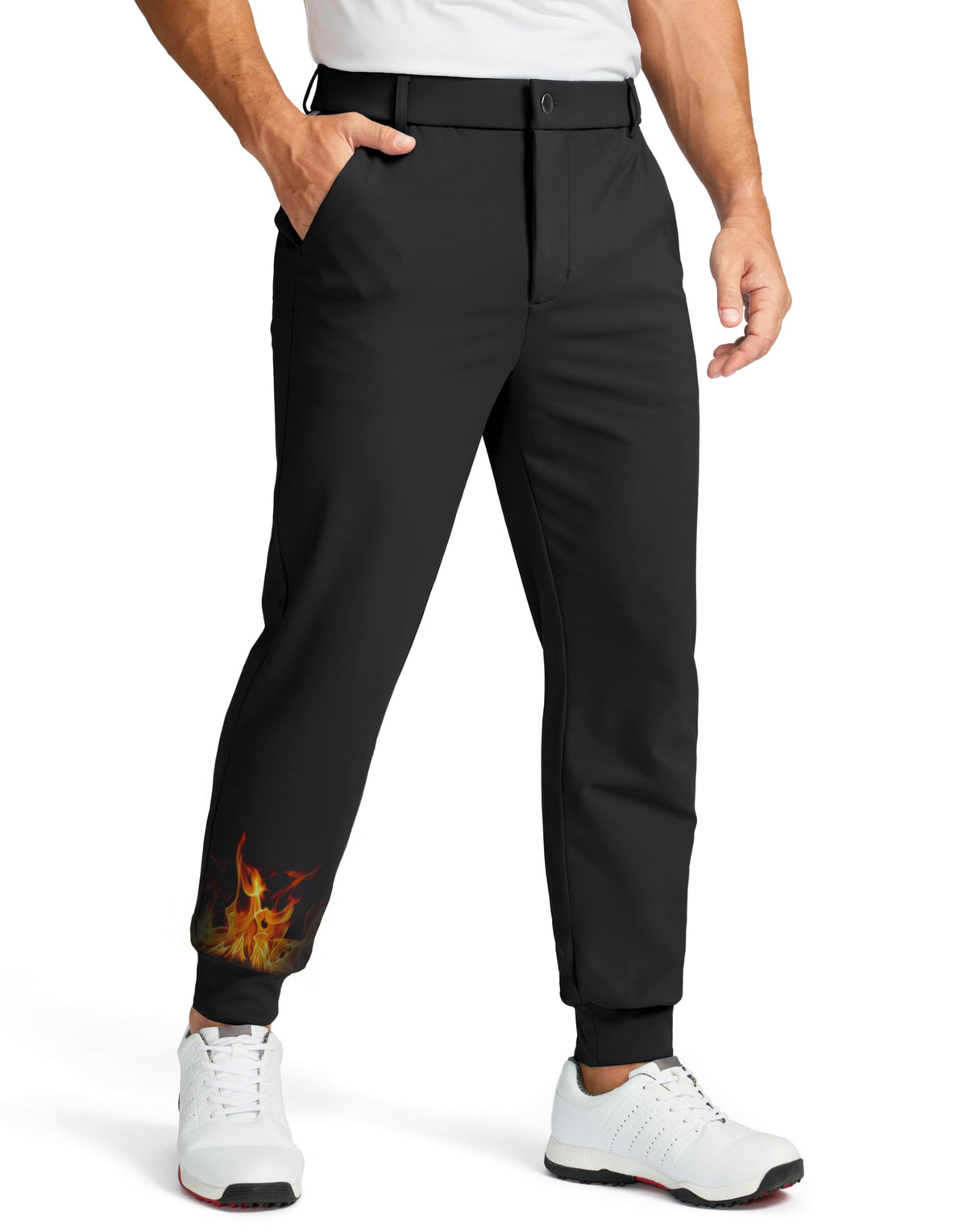 Soothfeel men's fleece lined golf joggers with front pockets for secure everyday essentials.