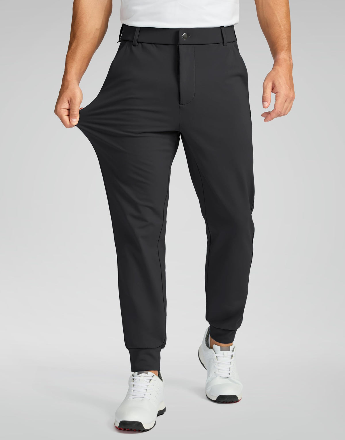 Soothfeel men's slim fit joggers with tapered ankle for wind protection.
