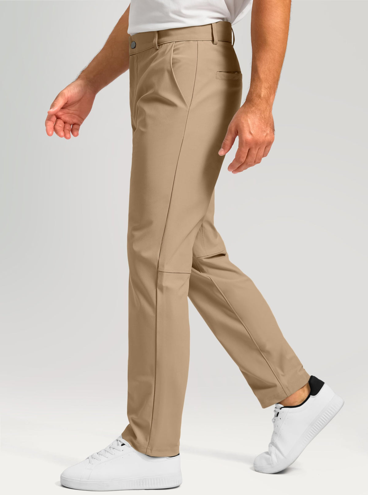 Soothfeel Mens Golf Pants side view showing stretch mobility