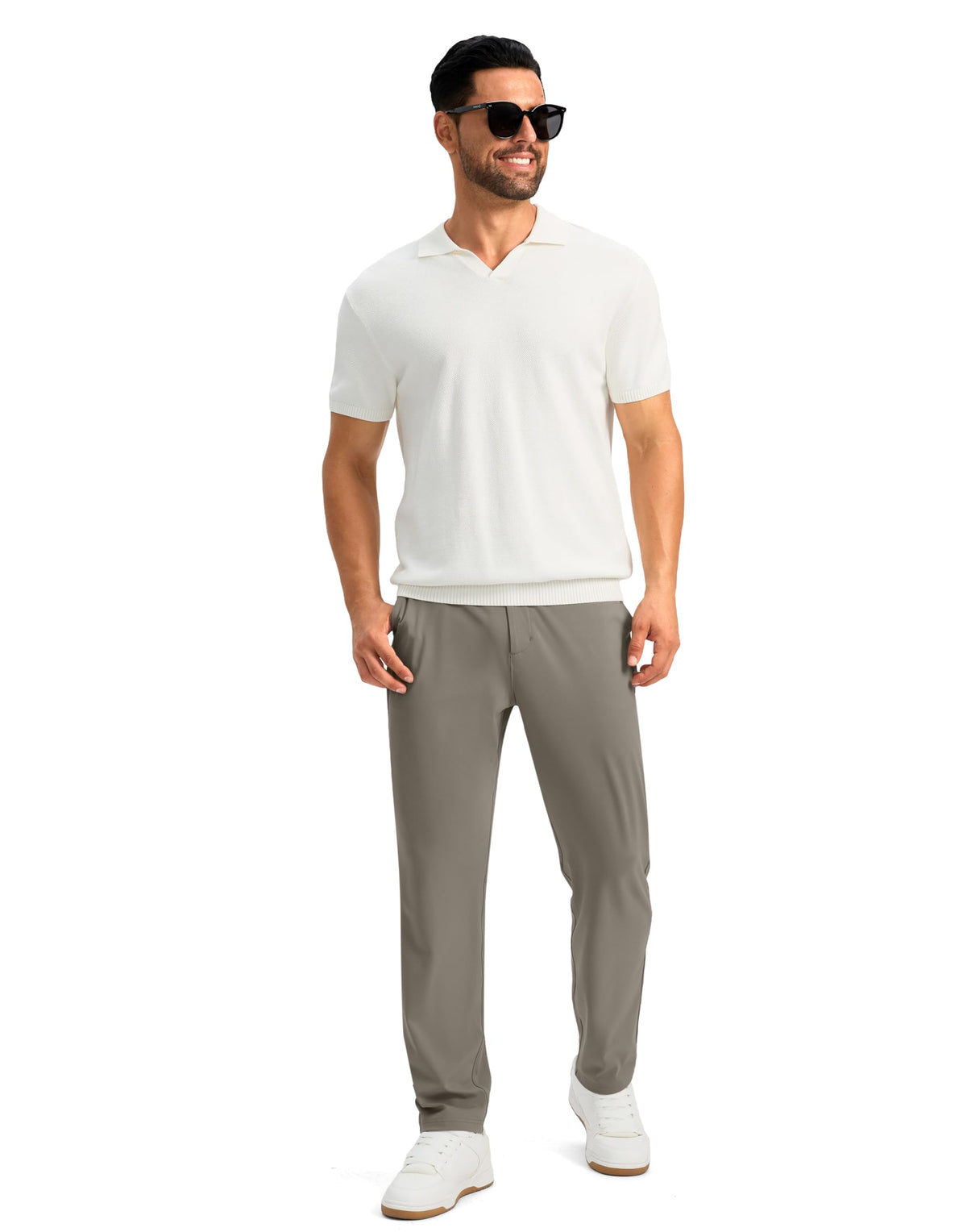 Soothfeel Men’s Golf Pants carbon dust slim-fit design suits casual and business settings.