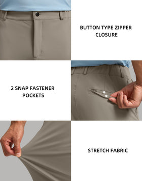 Soothfeel Men’s Golf Pants carbon dust zip pocket keeps phone or wallet safe.