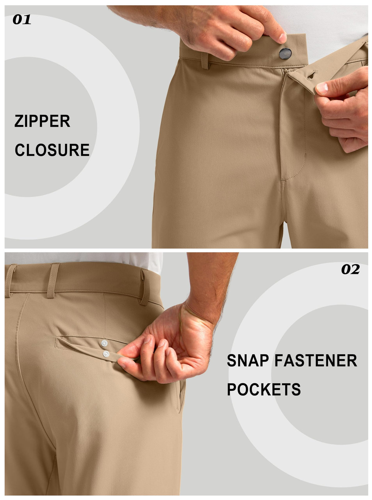 Soothfeel Mens Golf Pants inseam options show ideal length
