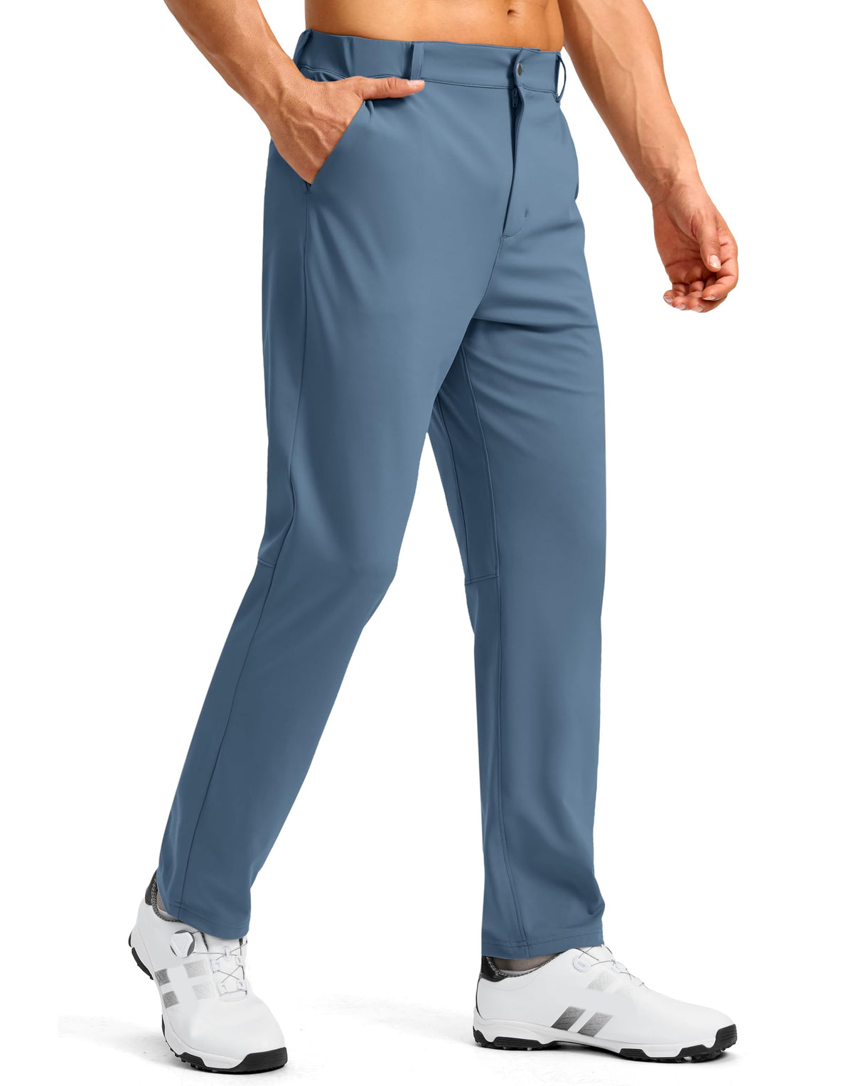 Soothfeel men's golf pants slate blue back pocket for secure scorecard storage