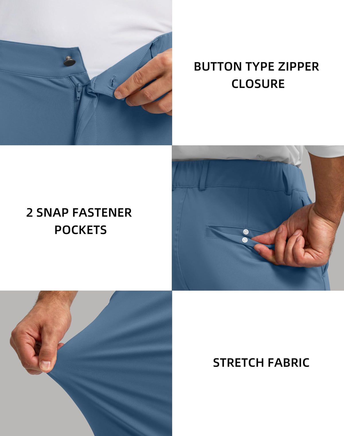 Soothfeel slate blue slim-fit pants for golf and office wear