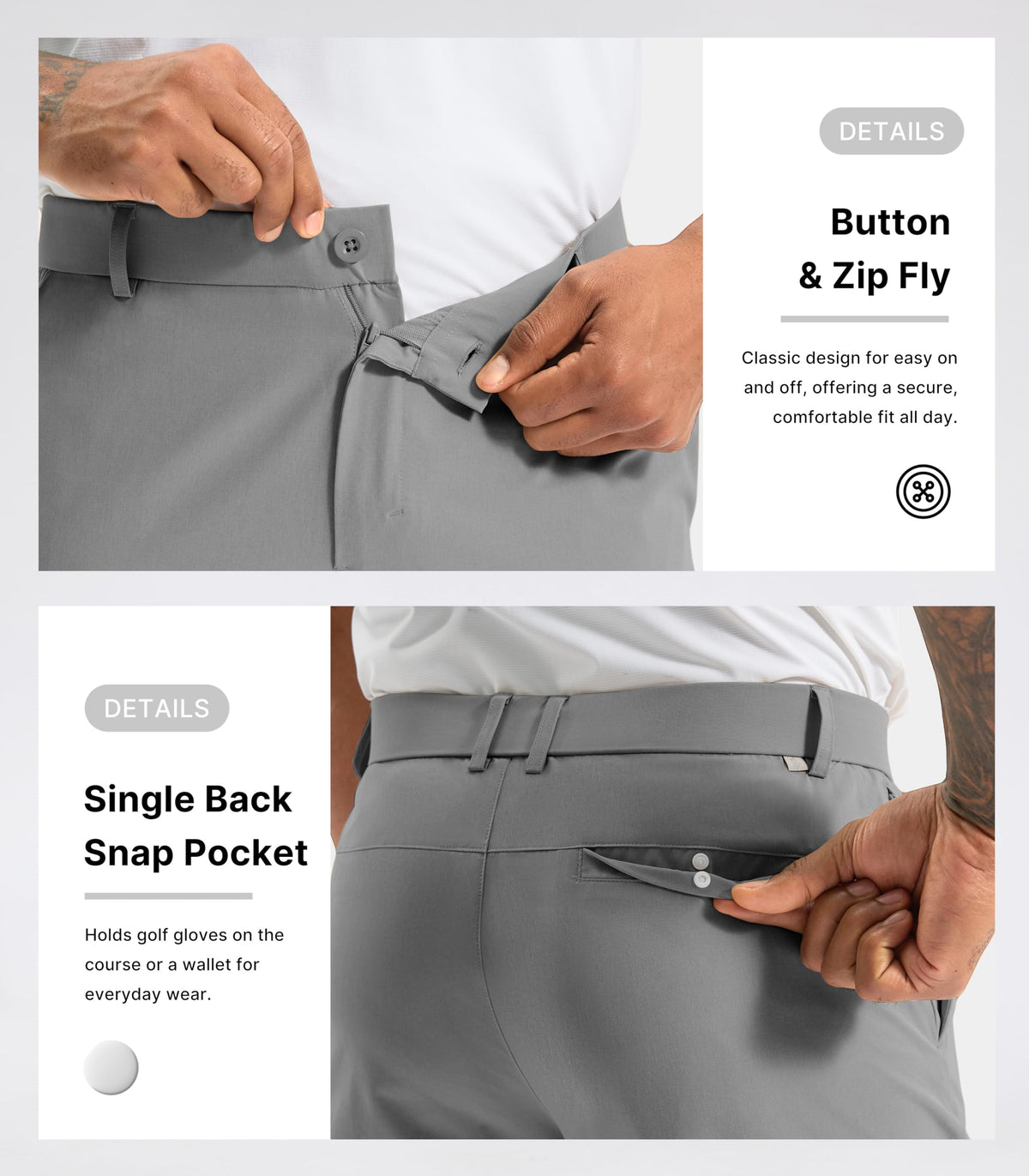 Soothfeel men's golf pants demonstrate water-resistant and wrinkle-resistant performance.