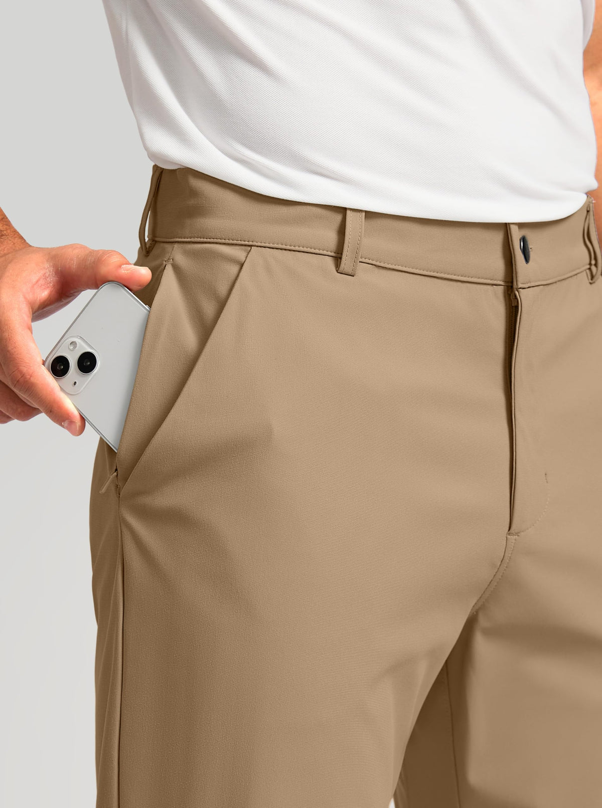 Soothfeel Mens Golf Pants zipper pocket detail for secure storage