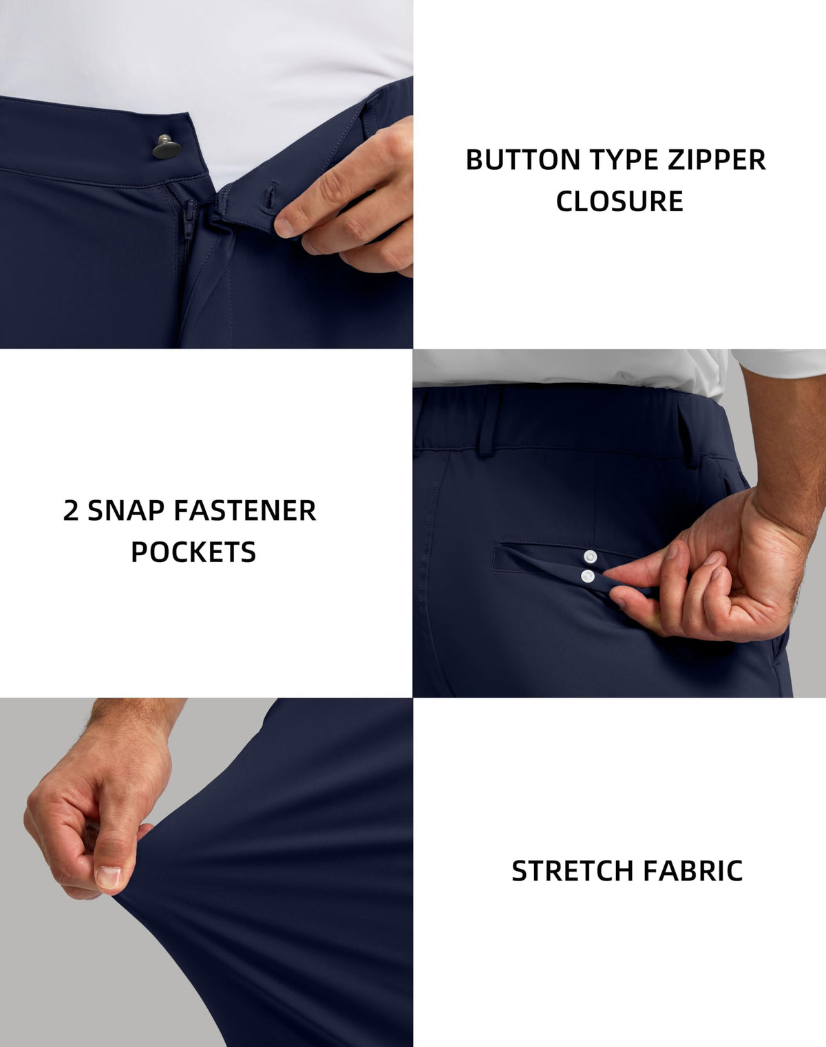 Soothfeel men's golf pants with zipped pocket for secure valuables.