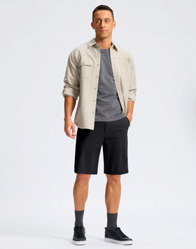 Soothfeel men's golf shorts 11-inch front pocket detail with secure space.