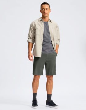 Soothfeel men's golf shorts 11in flat-front designed for versatile outdoor activities.