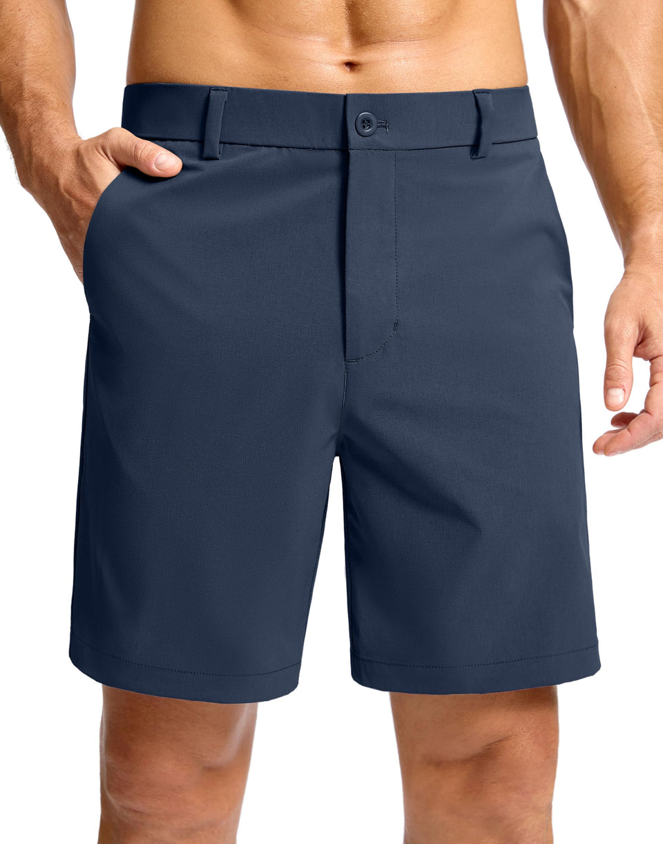 Soothfeel men's golf shorts 7-inch front view showing lightweight fabric for mobility.
