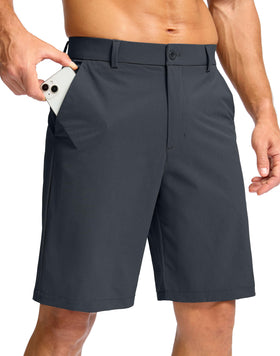 Soothfeel men's golf shorts flat front iron grey for lightweight greenside comfort.