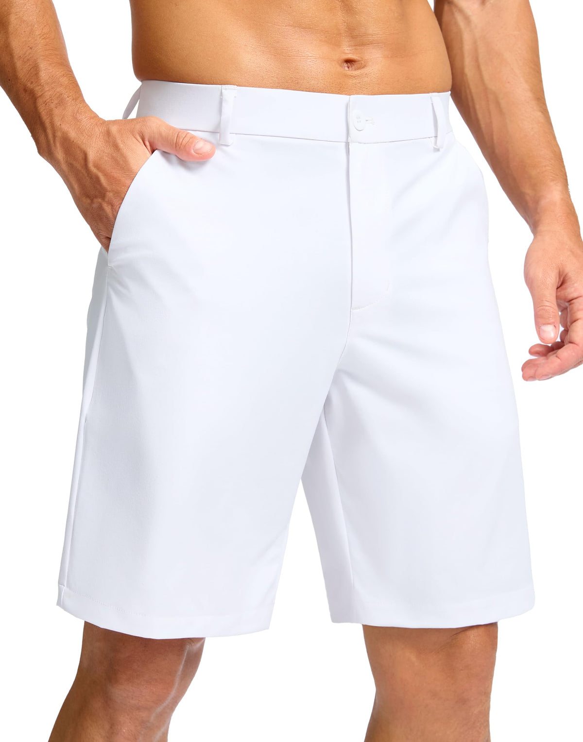 Soothfeel men's golf shorts 7 inch flat front white for comfortable greenside play