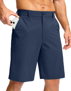 Soothfeel men's golf shorts 7-inch front view with lightweight fabric and flat front.