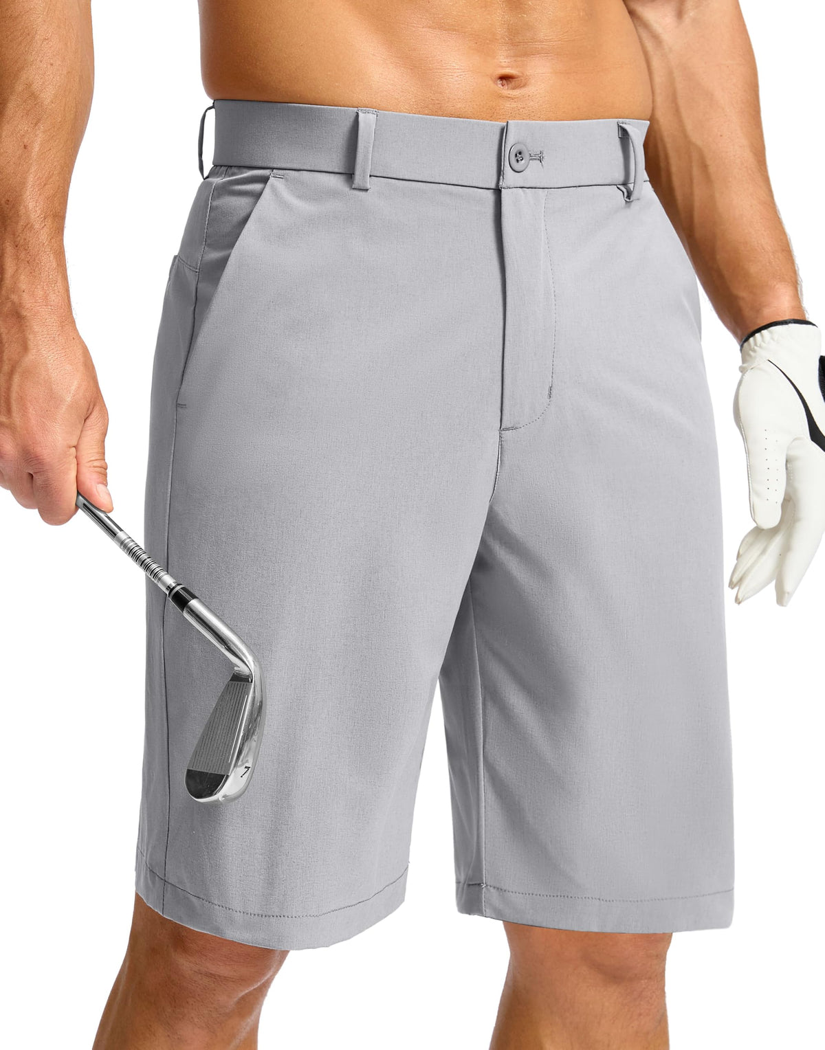 Soothfeel men's golf shorts 7-inch front view emphasize lightweight fabric and flexible movement.