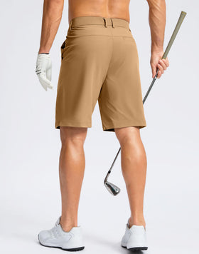 Soothfeel shorts back pocket detail in dark khaki, secure storage for tees and small items.