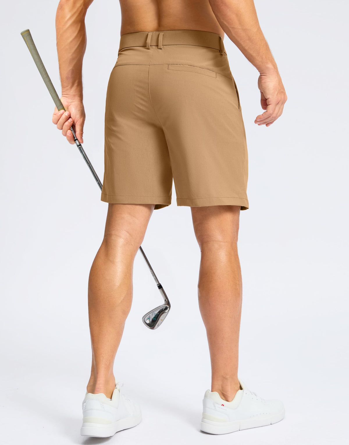 Soothfeel men's golf shorts, side view, flexible stretch for unrestricted movement on the course.