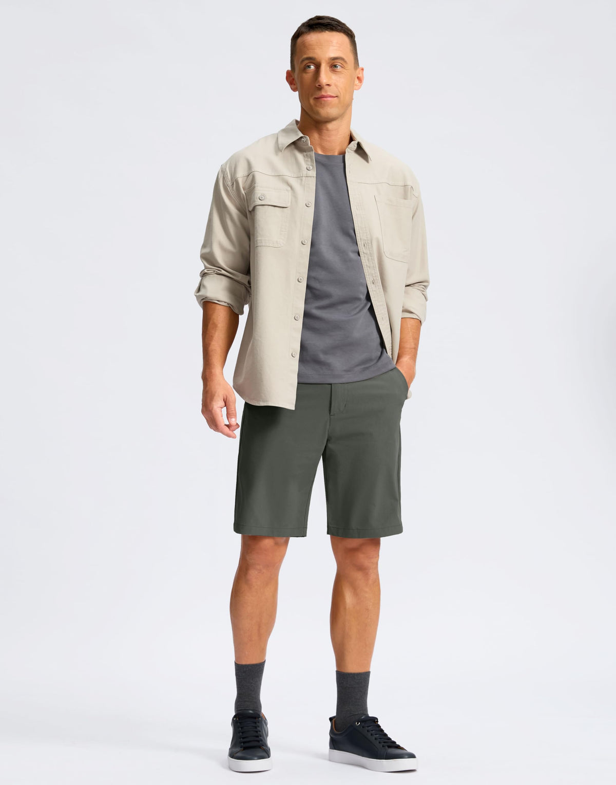Soothfeel shorts illustrating expandable waistband for comfortable all-day wear.