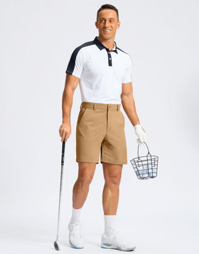 Soothfeel men's golf shorts fabric texture close-up showcasing breathable quick-dry material.