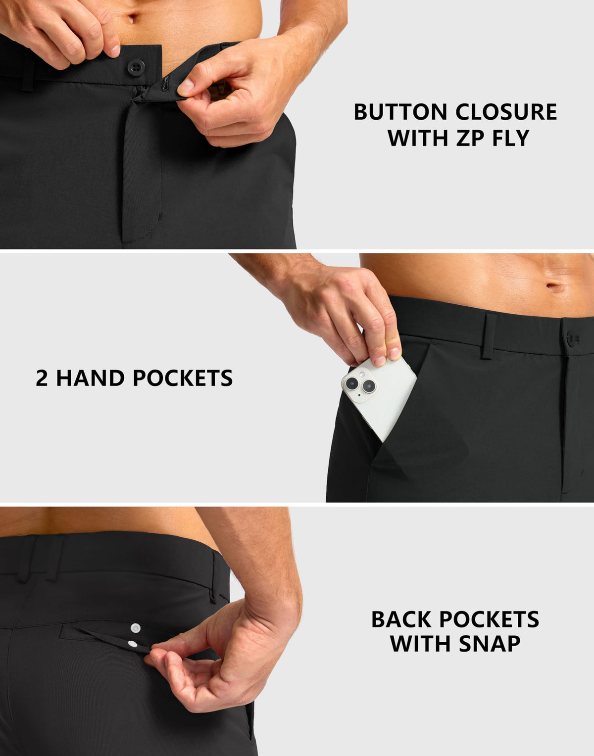 Soothfeel men's golf shorts fabric texture, breathable and quick-drying.