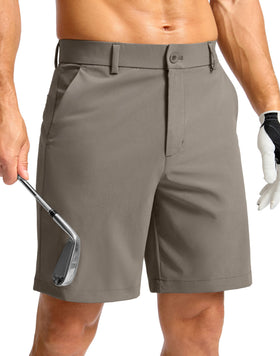Soothfeel men's golf shorts with flat-front 7in inseam for smooth movement on the course.