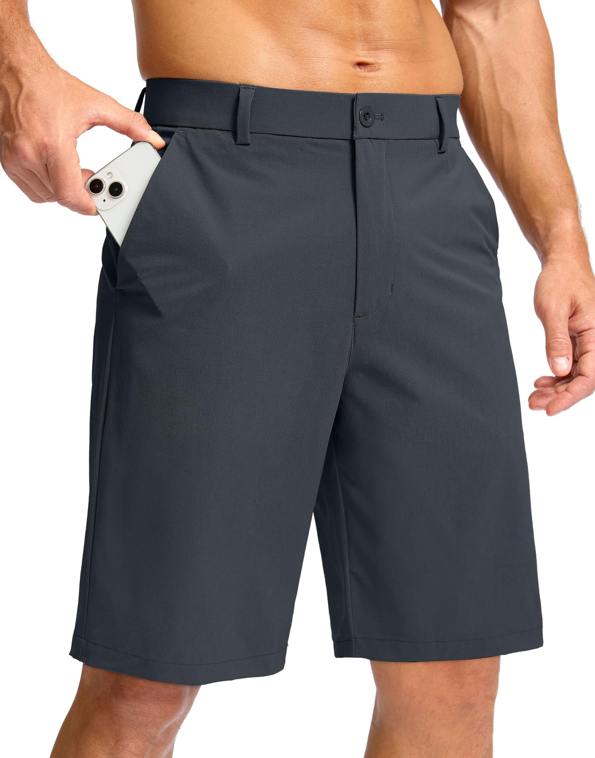 Soothfeel men's golf shorts flat front iron grey for versatile on-course style