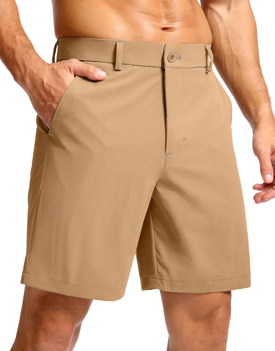 Soothfeel men's golf shorts flat-front view showing versatile, lightweight fit.