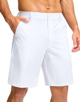 Soothfeel mens golf shorts flat front white fabric for clean look and easy movement.