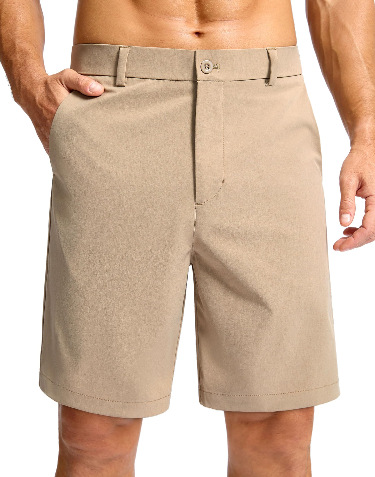Soothfeel men's golf shorts with a flat-front design for unrestricted movement on the course.