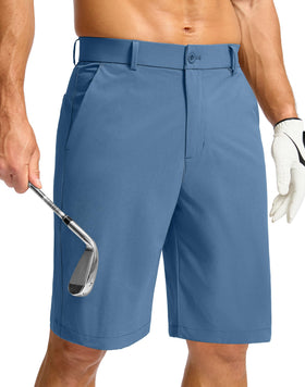 Soothfeel men's golf shorts front view blue showing breathable comfort