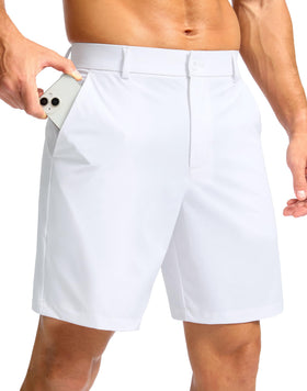 Soothfeel golf shorts front view with flat front and lightweight fabric for ease of movement.