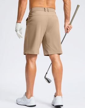 Soothfeel men's golf shorts side view showing stretch and modern flat front.