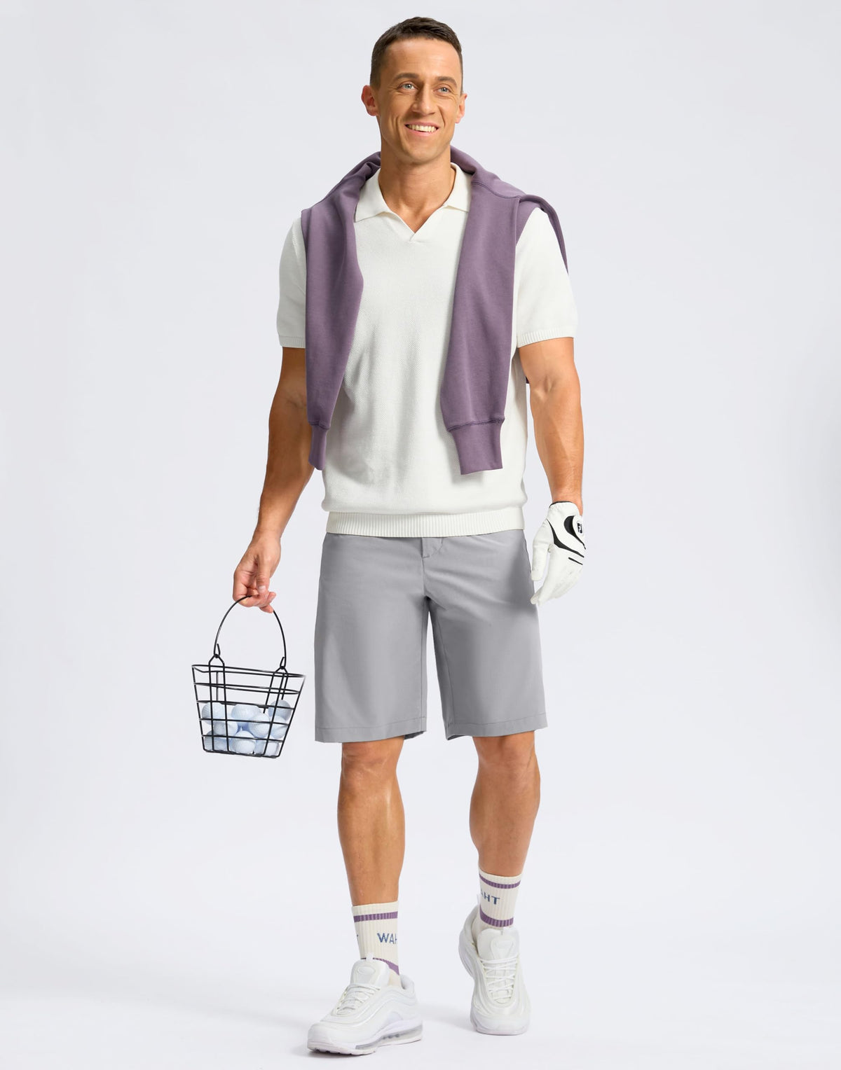 Soothfeel men's golf shorts outdoors illustrating UPF sun protection